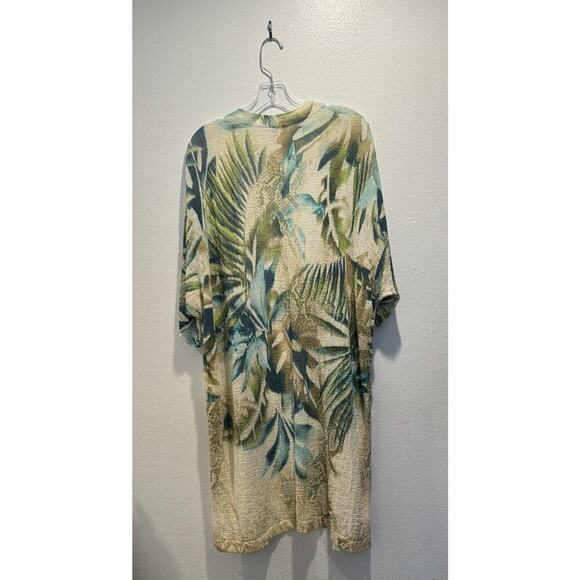 Chico’s Size 1 Medium Beach Comber Open Cardigan Tropical Print Coastal Boho - Picture 2 of 8